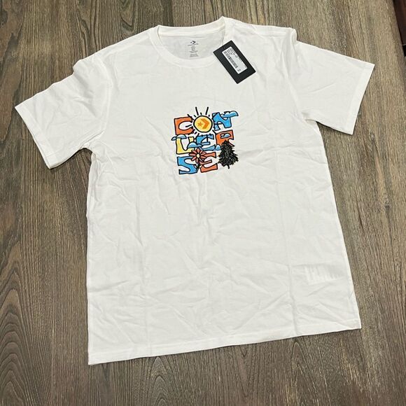 NWT Converse Mother Nature Graphic T-Shirt Short Sleeve Crewneck White Size M - Picture 1 of 8